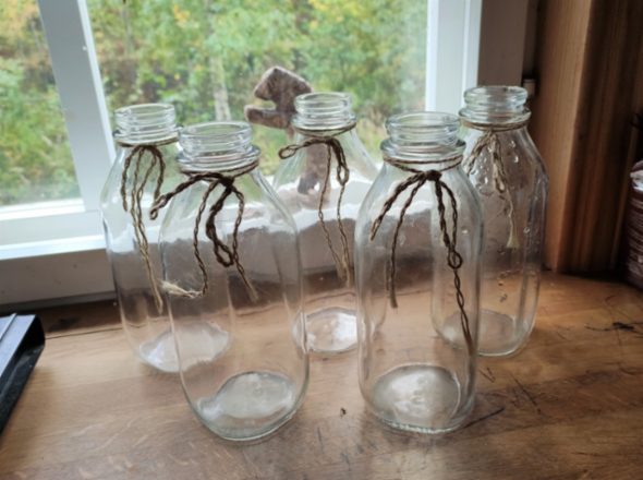glass bottles guests can borrow