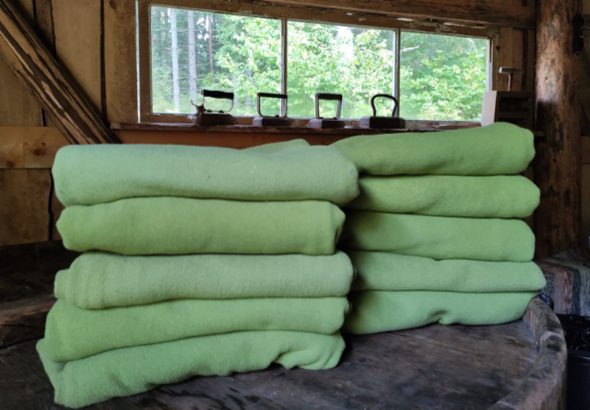 Green fleece blankets for events